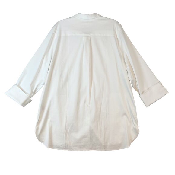 Chicos Non-Iron Top Womens Sz 4 (20) White Button Up Pockets Cuffed Classic - Picture 4 of 7